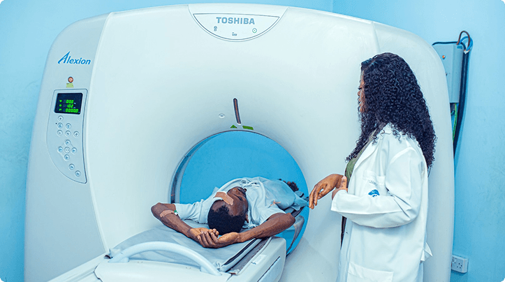 Patient undergoing a CT scan at Niger Foundation Hospital